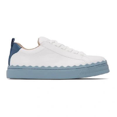 Shop Chloé Chloe White And Blue Lauren Sneakers In 41f Stormy