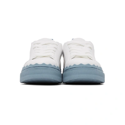 Shop Chloé Chloe White And Blue Lauren Sneakers In 41f Stormy