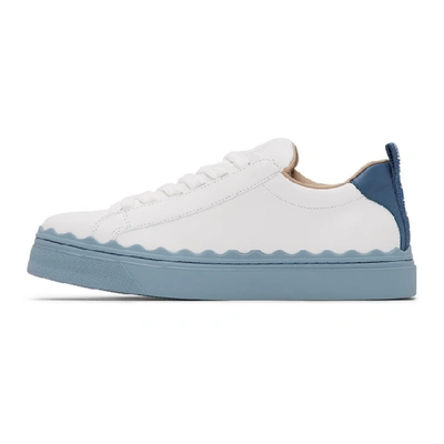 Shop Chloé Chloe White And Blue Lauren Sneakers In 41f Stormy