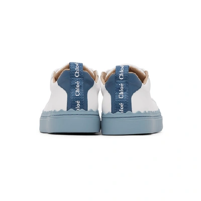 Shop Chloé Chloe White And Blue Lauren Sneakers In 41f Stormy