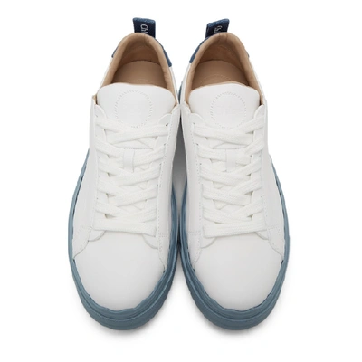 Shop Chloé Chloe White And Blue Lauren Sneakers In 41f Stormy