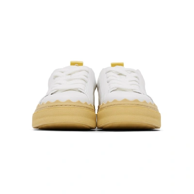 Shop Chloé Chloe White And Yellow Lauren Sneakers In 753 Powder