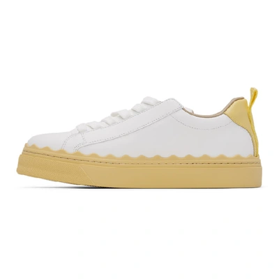 Shop Chloé Chloe White And Yellow Lauren Sneakers In 753 Powder