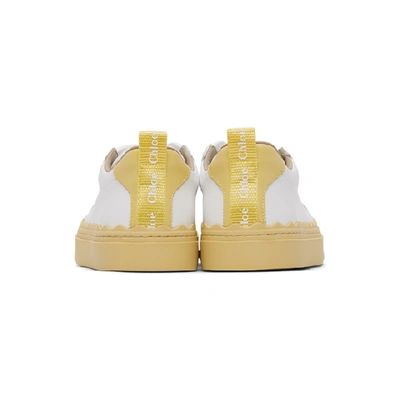 Shop Chloé Chloe White And Yellow Lauren Sneakers In 753 Powder