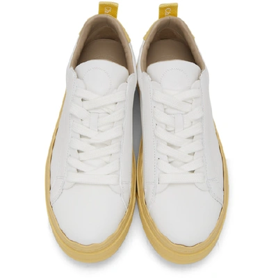 Shop Chloé Chloe White And Yellow Lauren Sneakers In 753 Powder