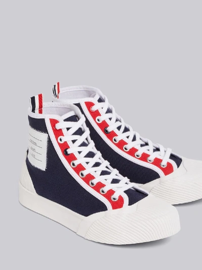 Shop Thom Browne Rwb Vulcanized High-top Sneakers In White