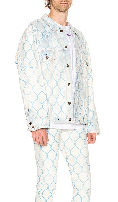 Shop Off-white Fence Jeans Jacket In Bleach Light Blue