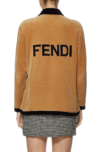 Pre-owned Fendi Velour Zip-front Polo