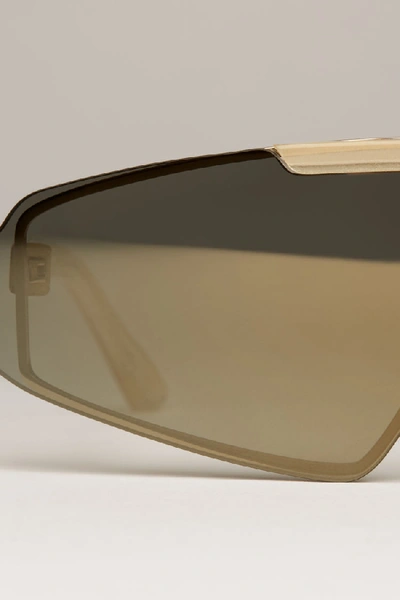 Shop Acne Studios Bornt Light Gold/gold In Shield Metal Sunglasses