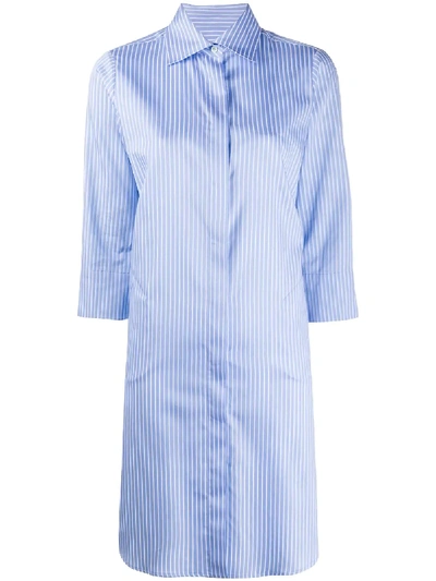 Shop Alberto Biani Oversized Striped Shirt In Blue