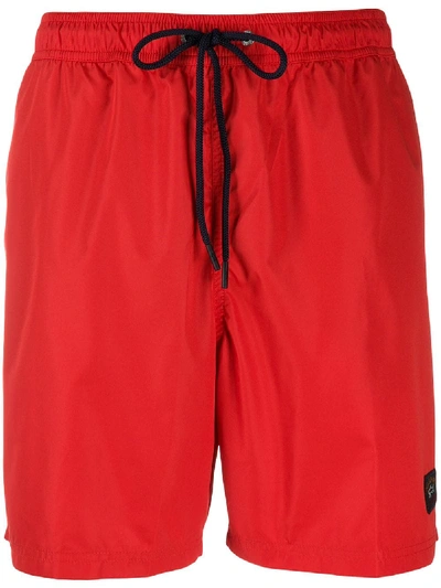Shop Paul & Shark Logo Patch Swim Suit In Red