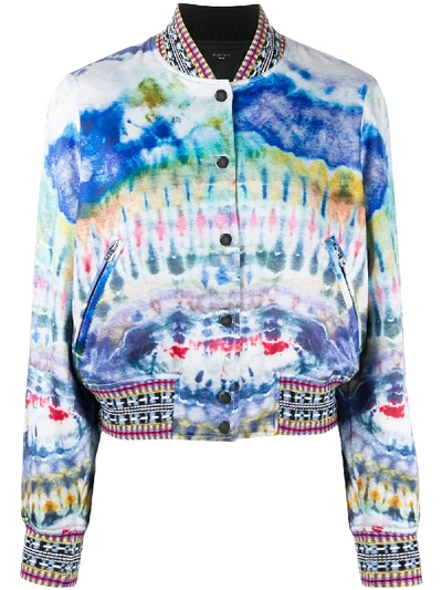 Shop Amiri Abstract Print Bomber Jacket In Blue