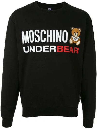 Shop Moschino Underbear Logo Teddy Sweatshirt In Black