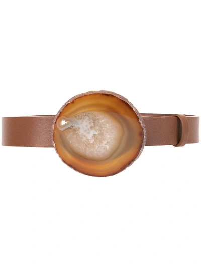 Shop Gabriela Hearst Agate-detail Skinny Belt In Brown