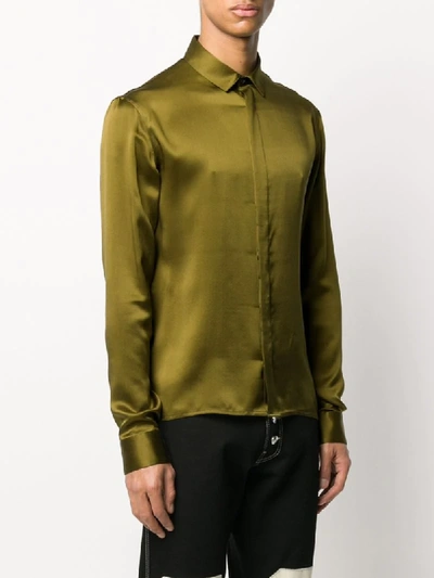 Shop Haider Ackermann Dali Point-collar Classic Satin Shirt In Green