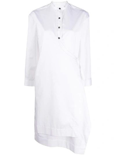 Shop Eudon Choi Wrap-front Band-collar Shirt Dress In White