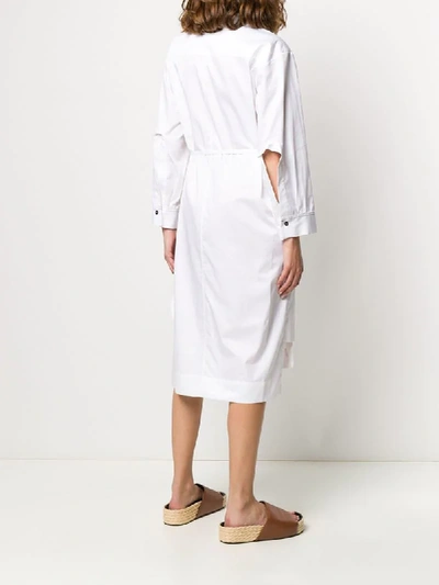 Shop Eudon Choi Wrap-front Band-collar Shirt Dress In White