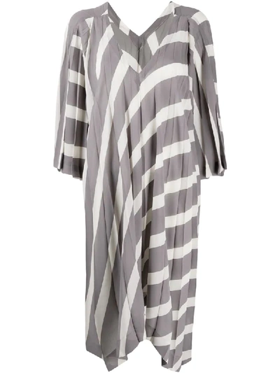 Shop Issey Miyake Pleated Asymmetric Dress In Grey