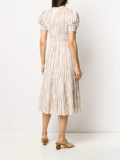 Shop Ulla Johnson Striped Midi Dress In Neutrals