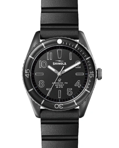 Shop Shinola Men's 42mm The Duck Water-resistant Watch W/ Rubber Strap In Black