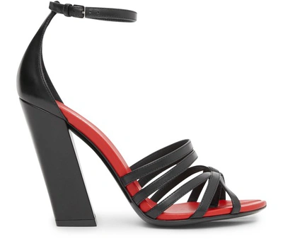 Shop Burberry Hovehigh Heels Leather Sandals In Black