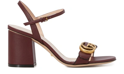 Shop Gucci Marmont Sandals In Vintage Bordeaux