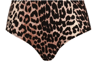 Shop Ganni Bikini Bottom In Leopard