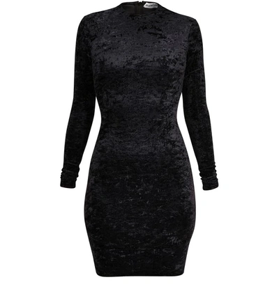 Shop Balenciaga Long Sleeve Velvet Cycling Dress In Black