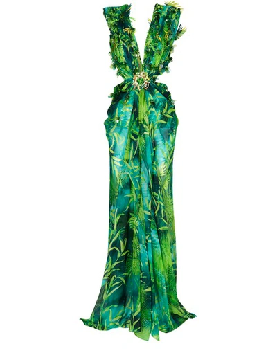 Shop Versace Jungle Dress Reworked In Verde Stampa