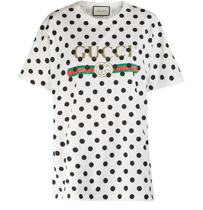 Shop Gucci Polka-dots Top In Ivory