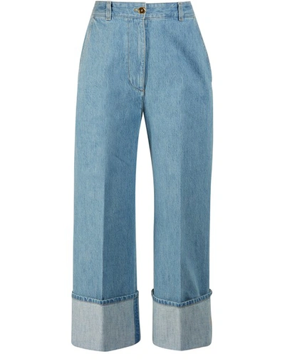 Shop Patou Turn Up Jeans In Blueberry