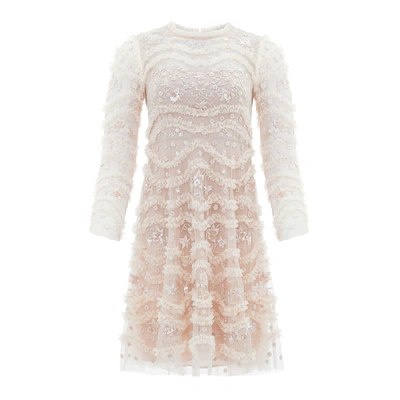 Shop Needle & Thread Ruffle Bloom Embroidered Tulle Dress In Light Pink
