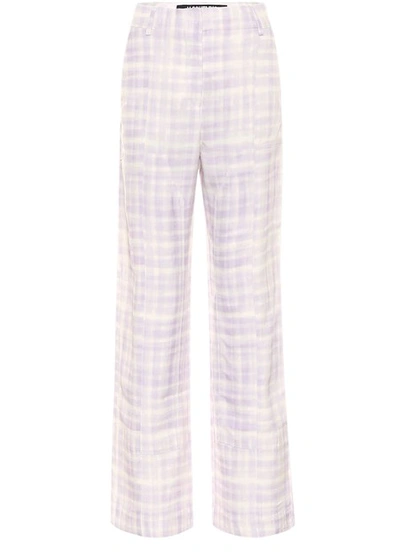 Shop Jacquemus Estero Trousers In Print Purple Checked
