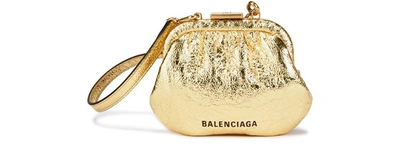 Shop Balenciaga Metallic Cloud Coin Purse With Chain In 8000