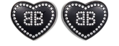 Shop Balenciaga Crush Earrings In Black Cryst Silv
