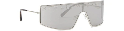 Shop Stella Mccartney Strass Sunglasses In 1298 - Shiny Silver Smoke