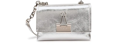 Shop Off-white Clip Binder Bag In Silver