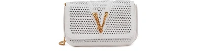 Shop Versace Virtus Mini Handbag In Bianco Oro Tribute