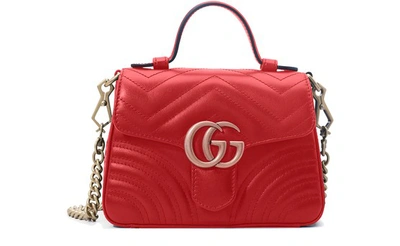 Shop Gucci Gg Marmont Small Handbag In Red
