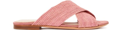 Shop Charlotte Woivré Berthe Raffia Mules In Rose