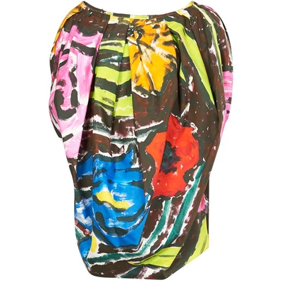 Shop Marni Floral Print Tank Top In Cacao