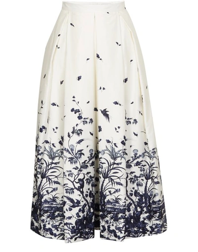 Shop Erdem Elena Long Skirt In White Multi