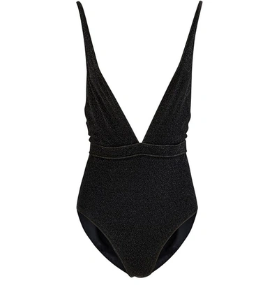 Shop Oseree Deep V Swimsuit In Black