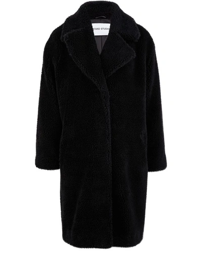 Shop Stand Studio Camille Faux Fur Coat In Black