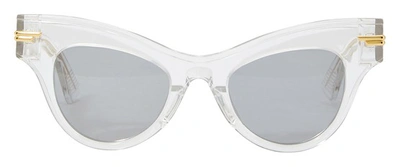 Shop Bottega Veneta Sunglasses In Crystal/grey