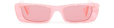 Shop Gucci Rectangular Sunglasses In Pink/pink/red