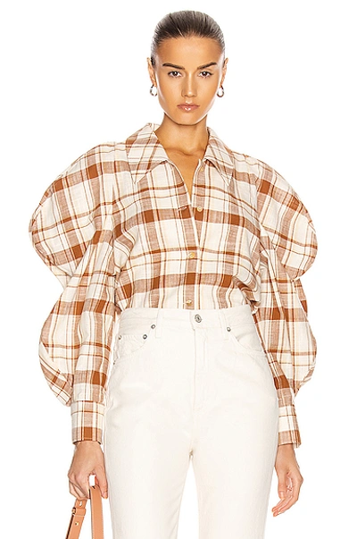 Shop Rejina Pyo Julia Shirt In Check Brown