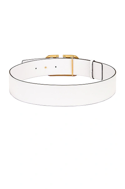 Shop Valentino Vlogo Leather Belt In Bianco Ottico