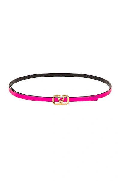 Shop Valentino Vlogo Leather Belt In Azalea & Nero