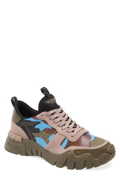 Shop Valentino Chunky Sneaker In Bonnie Blue / Army Green